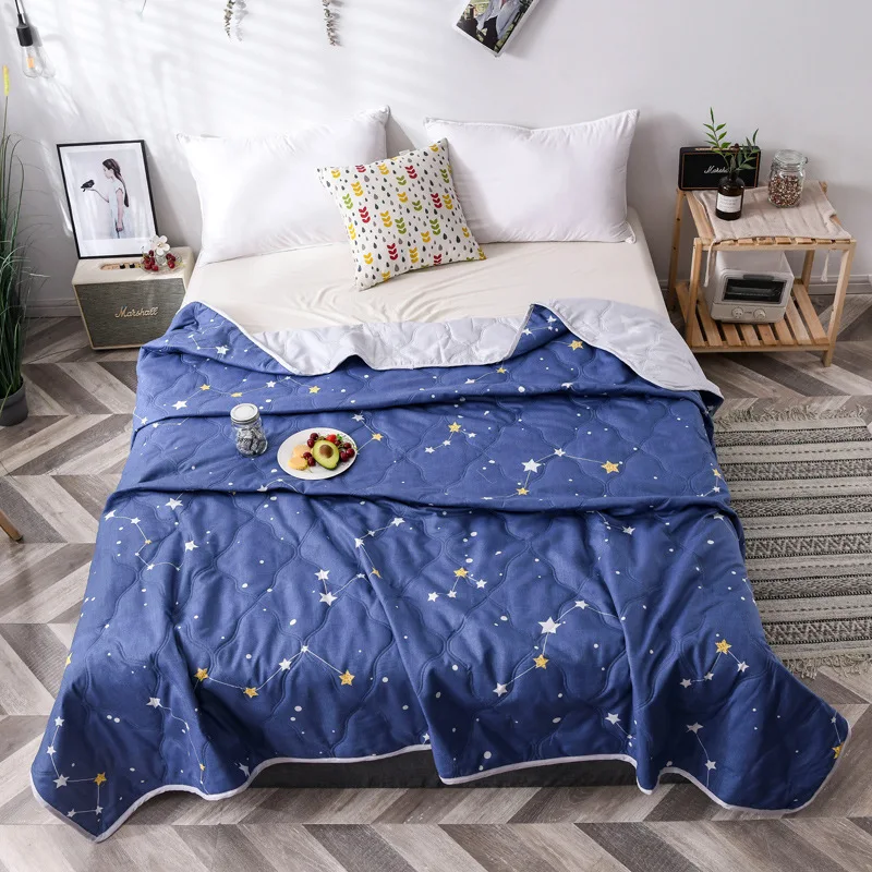 

Summer Thin Washed Quilts Air Conditioning Soft Breathable Cooler Comforter Modern Cartoon Blanket Polyester Bedspread Bed Cover