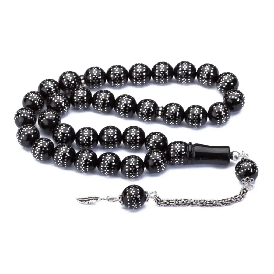 

Четки Jet (Tasbih) с Экстра Серебряными инкрустациями, модные турецкие высококачественные ручной работы Jawelery