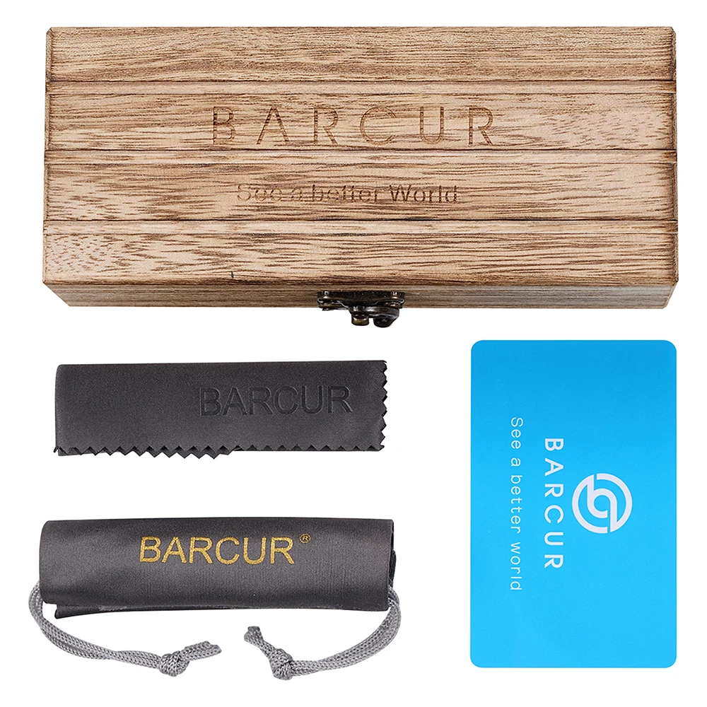 

BARCUR Natural Laminated Ebony Wood Brand Design Women Sunglasses Men Sun Glasses Polarized Shades UV400 Protection
