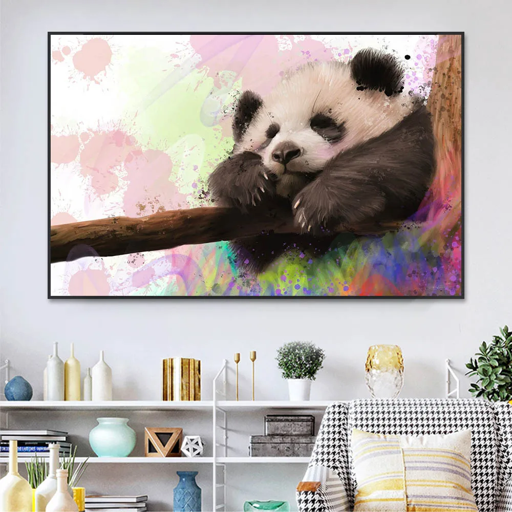 

Colorful Animal Panda Poster Canvas Painting Wall Art Print And Modern Home Decorate Picture Suitable For Living Room Frameless