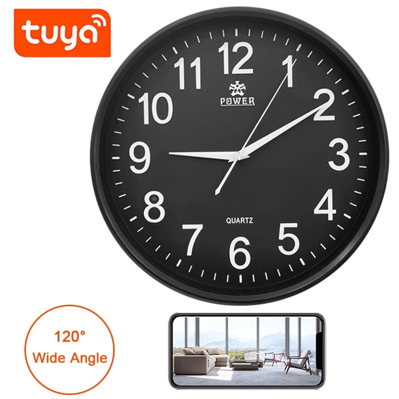 Full HD 1080P невидимая фотокамера настенная камера с часами Tuya IP часы внутренняя