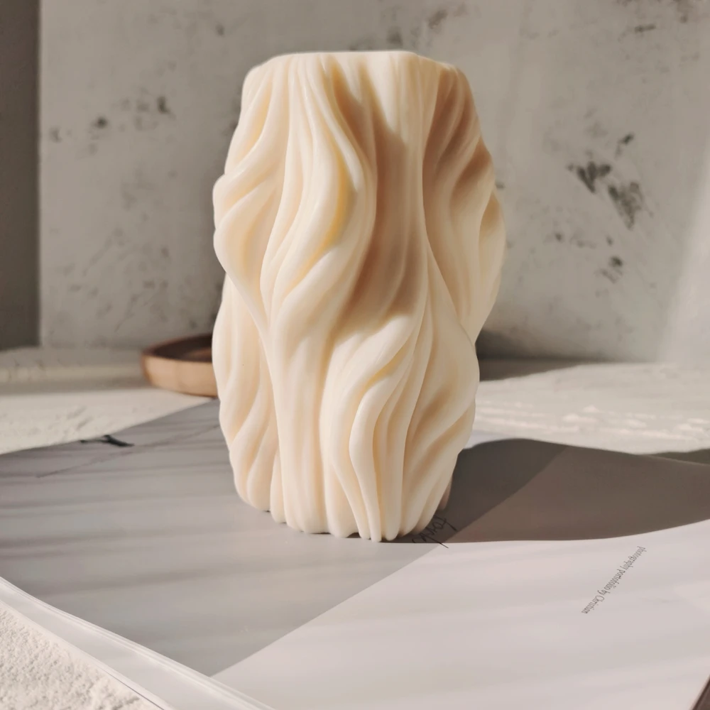 Hermosa 3D hecho velas moldes tallada ondulado vela arte abstracto geom&eacute;trico Irregular de silicona molde de vela para la decoraci&oacute;n de la casa-4