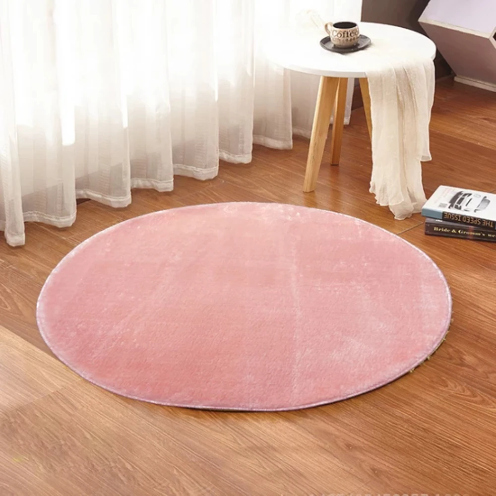 Round Solid Color Plush Fluffy Anti-Slip Gel Floor Carpet Rug Doormat Home Textile Free Shipping Bedroom Bathroom Decoration