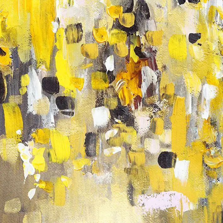

Curtain Abstract Oil Painting Brush Strokes Fall Colors Decorative Modern Artwork Yellow Beige Black