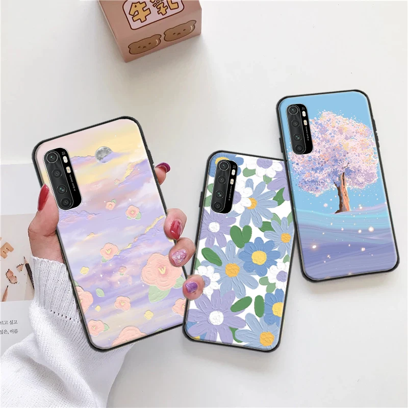 

Fashion Flowers Painting Cute Phone Case For Xiaomi Mi Note 10 Lite Pro CC9 11 Ultra CC9e Cases Back Cover Soft TPU