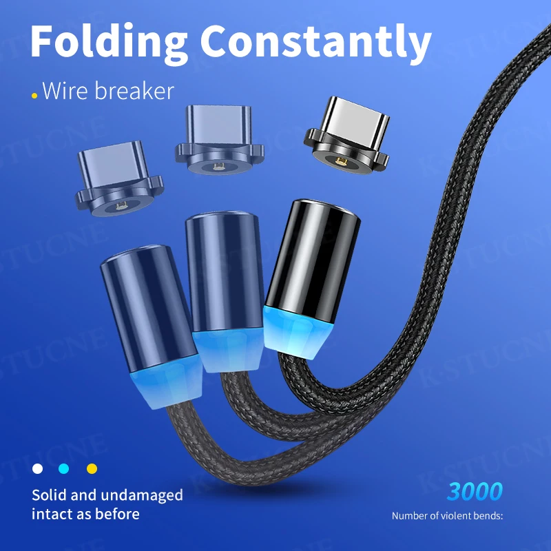 Mагнитная зарядка mагнитный кабель освещения 2.4A Быстрая микро USB Тип C магнитное