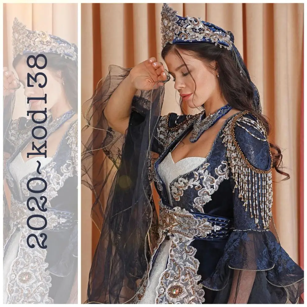 Turkish Xaftan Navy Henna 2020 Engagement Wedding Dress Kaftan For Wedding Turkish bindallı modelleri Kına ve xina kaftanı