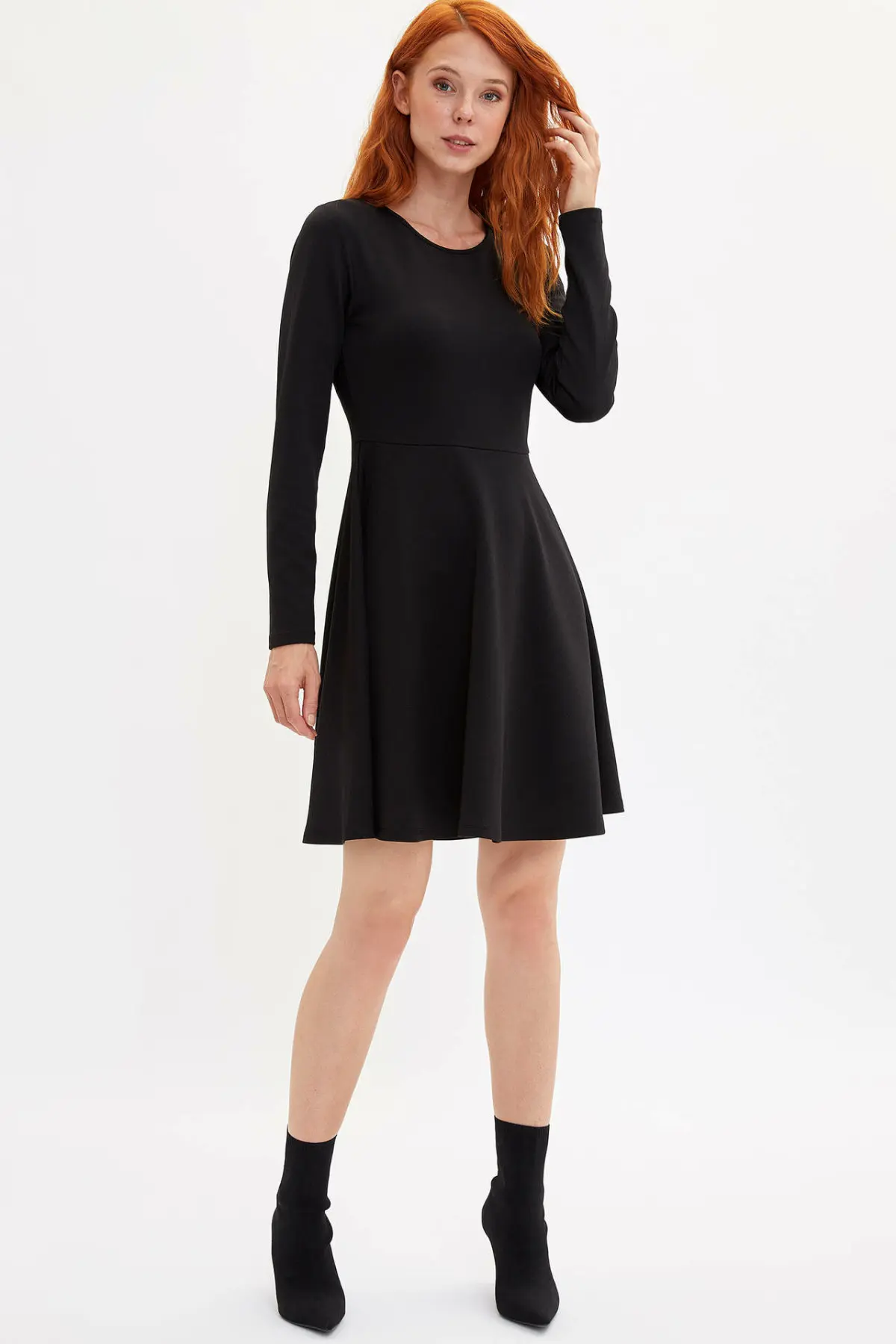 DeFacto женское модное трикотажное платье с круглым вырезом Дамское сексуальное