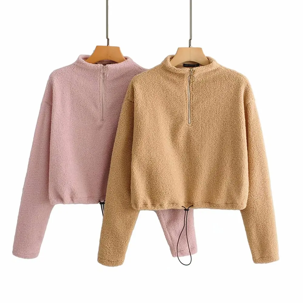 2019 осень новая женская короткая куртка свитер воротник стойка с высоким