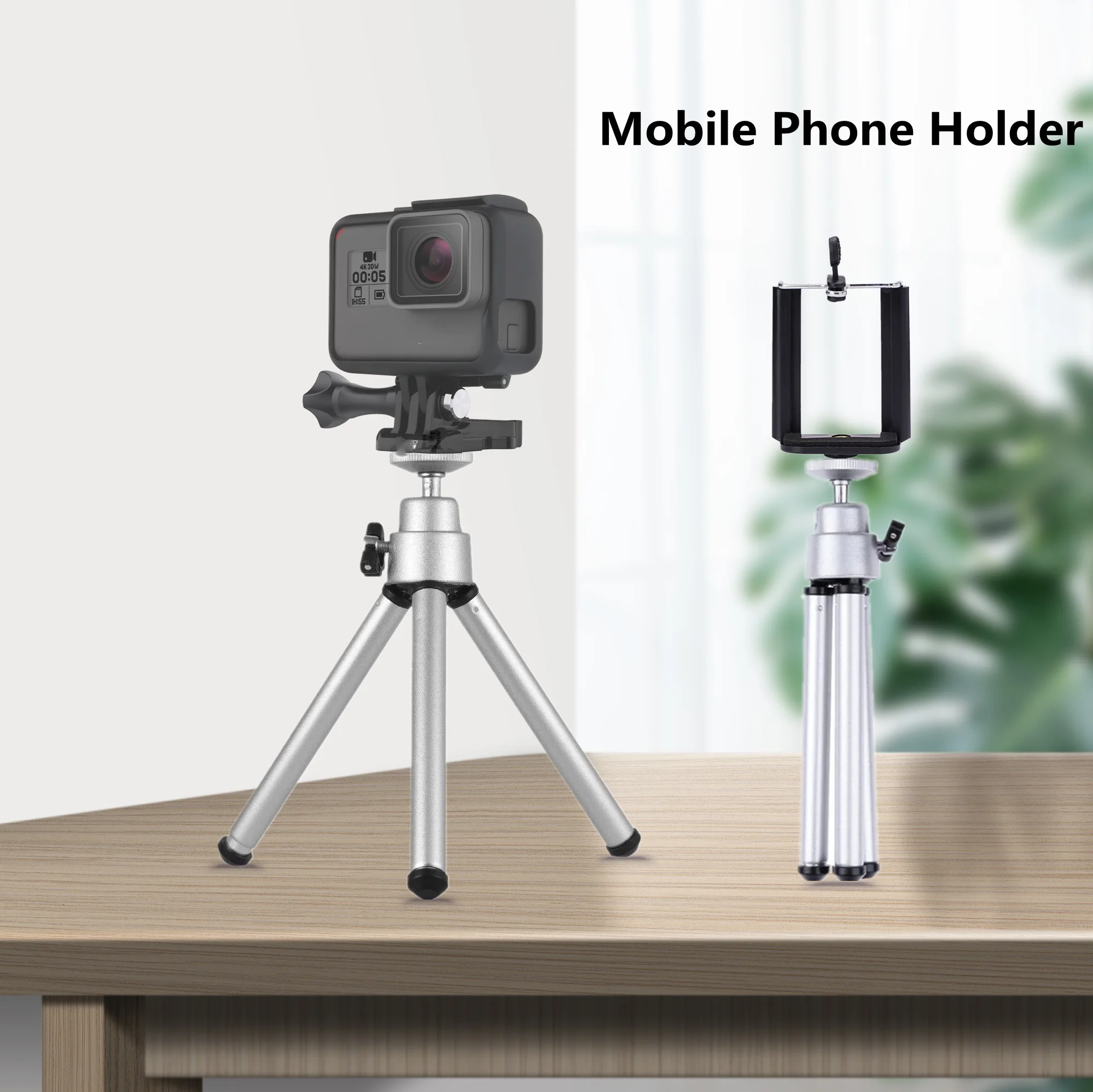 

Foldable Mini Tripod for Phone Holder Non-slip Stand with Mobile SmartPhone Clip Phone Tripod for Xiaomi Huawei Gopro Camera
