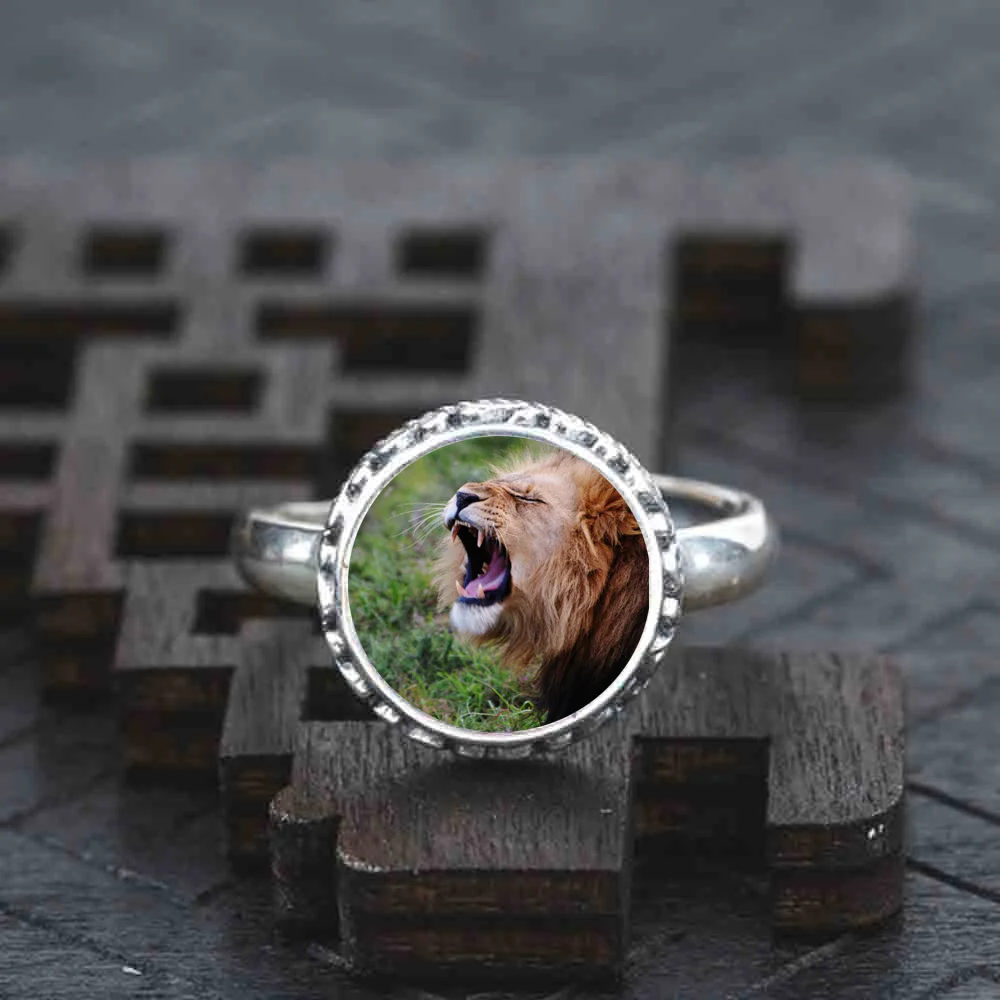 925 пробы серебро зевая Лев кольцо ювелирные изделия регулируемый торжественное