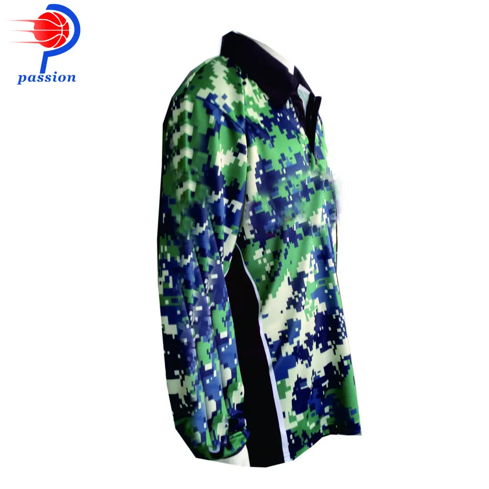 Зеленые камуфляжные рубашки для рыбалки с длинным рукавом и 3 пуговицами