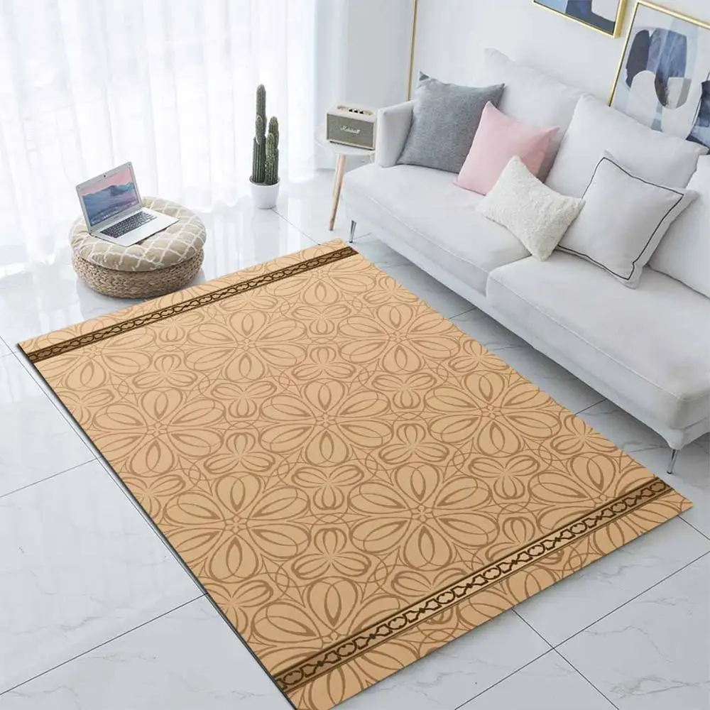 

Else Brown Floral Abstract Flowers Ethnic 3d Print Non Slip Microfiber Living Room Modern Carpet Washable Area Rug Mat