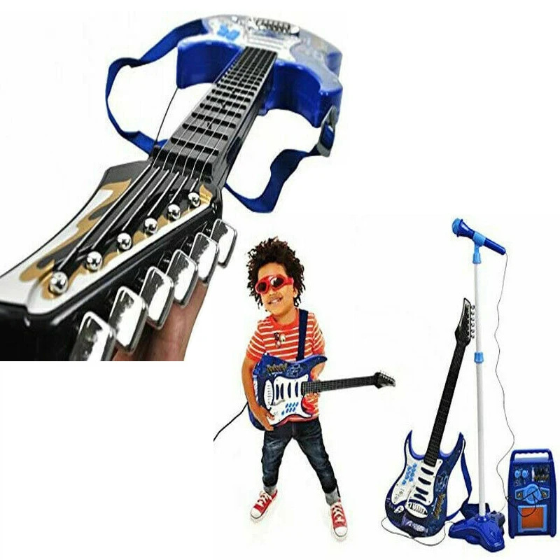 Электрогитара 6 струн + микрофон усилитель динамик совместим с MP 3 музыкальный