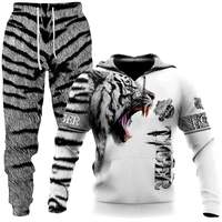 animal 3d tiger printed men hoodies pants casual hooded sweatshirt sweatpants tracksuits 2pc set autumm and winter sport suit