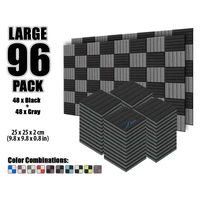 arrowzoom 96 pcs 9 8 x 9 8 x 0 8 color combination flat wedge tile studio sound absorbing panel acoustic foam treatment
