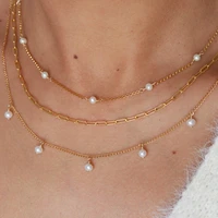 natural pearl necklace14k gold filled necklace handmade gold choker boho chain collier femme kolye collares women necklace