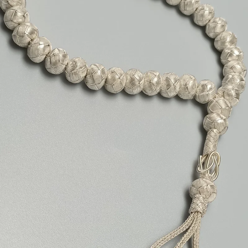 Trabzon Kazaz 12 mm hand-knitted 1000 sterling silver Prayer beads Rosary Tasbih Tasbeeh Tesbih Ottoman globe cut