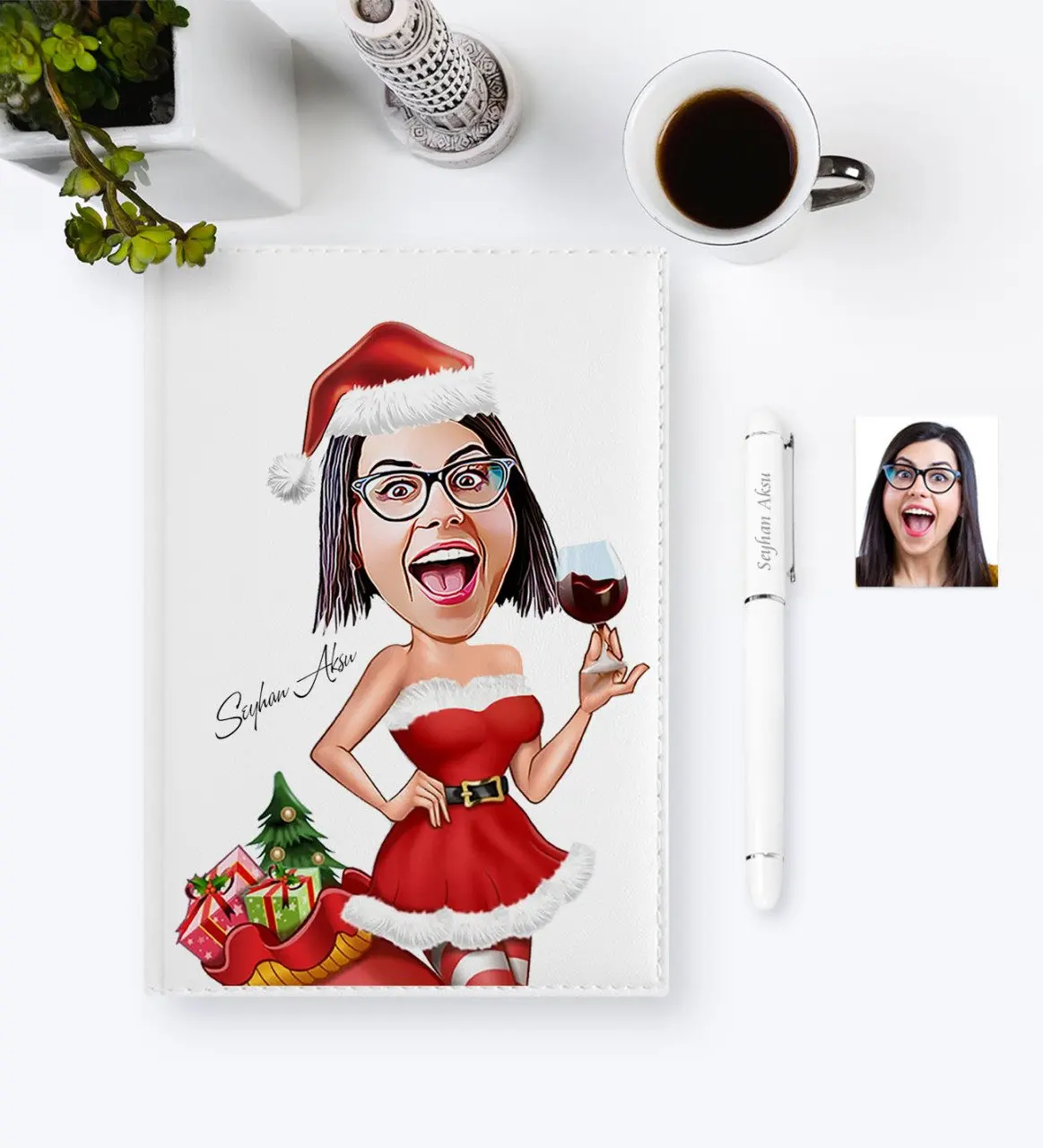 

Personalized Christmas Themed Lady Caricature of 2020 Organizer Pen set-2