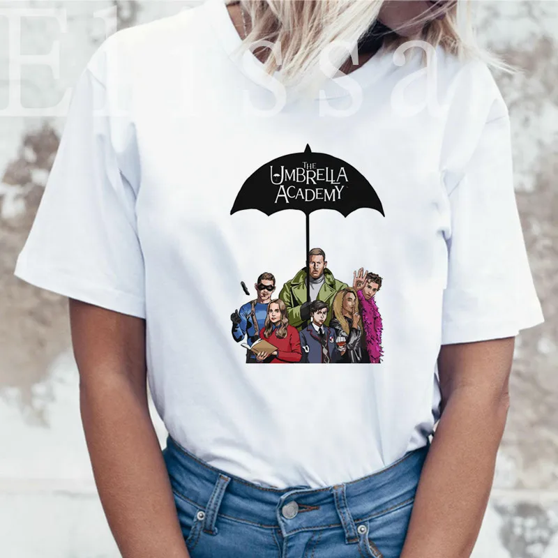 Женская футболка с принтом зонтика белая в Корейском стиле Харадзюку винтажные