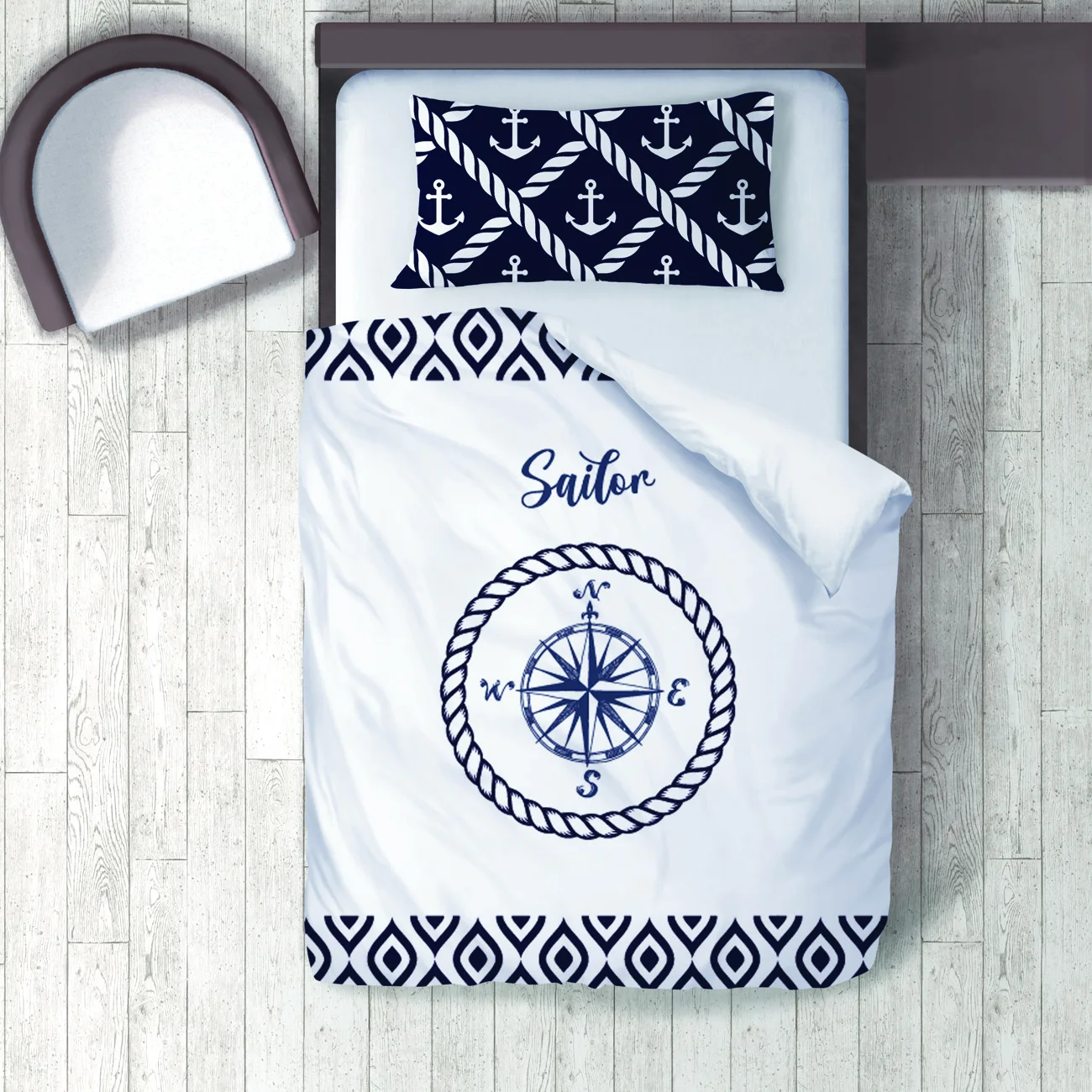 

Duvet Cover Set Bedding Set Pillow Case for Baby and Kids Room 3D Printed Sailor Anchor Model 088