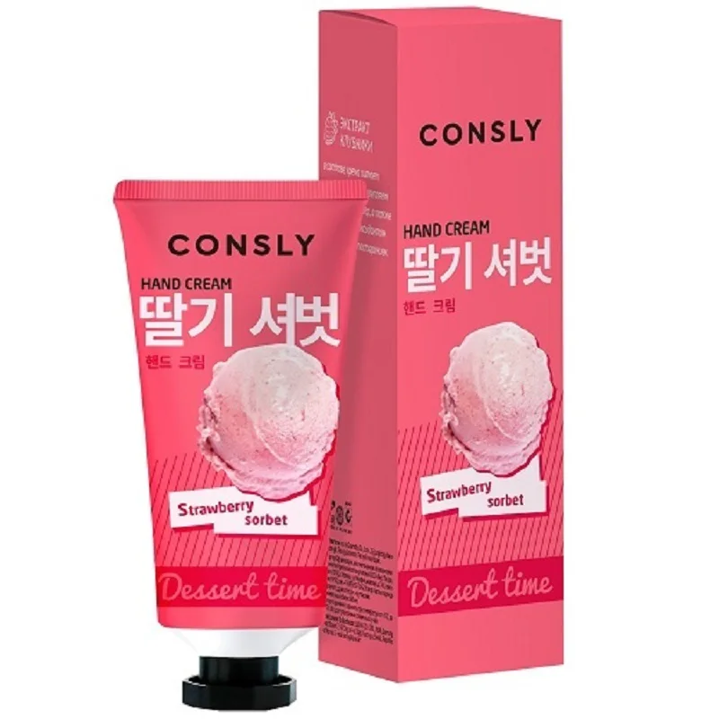 Крем для рук с ароматом клубничного сорбета. Consly Dessert Time Strawberry Sorbet Hand Cream 100ml.