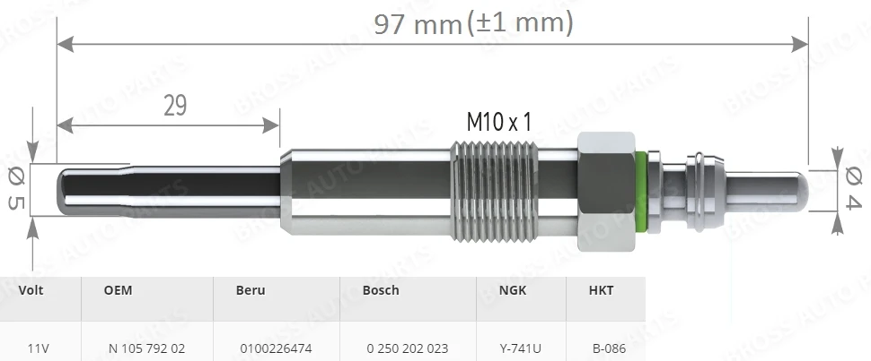 BGP23-1 4 шт. нагреватель свечи зажигания GX98, N10579202, GN046