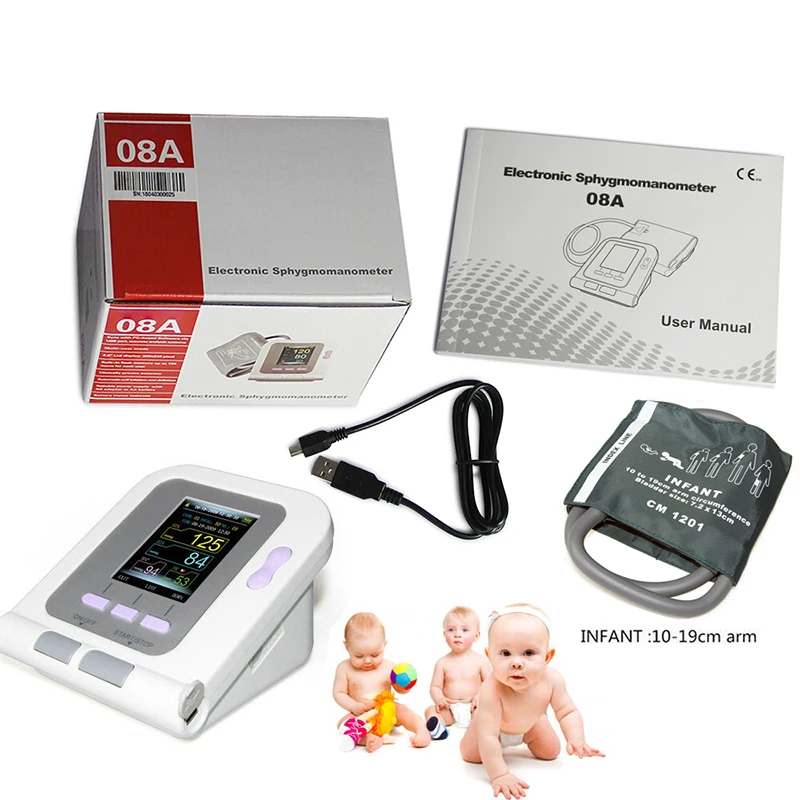 

New CONTEC08A Color LCD Display Digital Blood Pressure Monitor NIBP Software Sphygmomanometer With Infant Cuff
