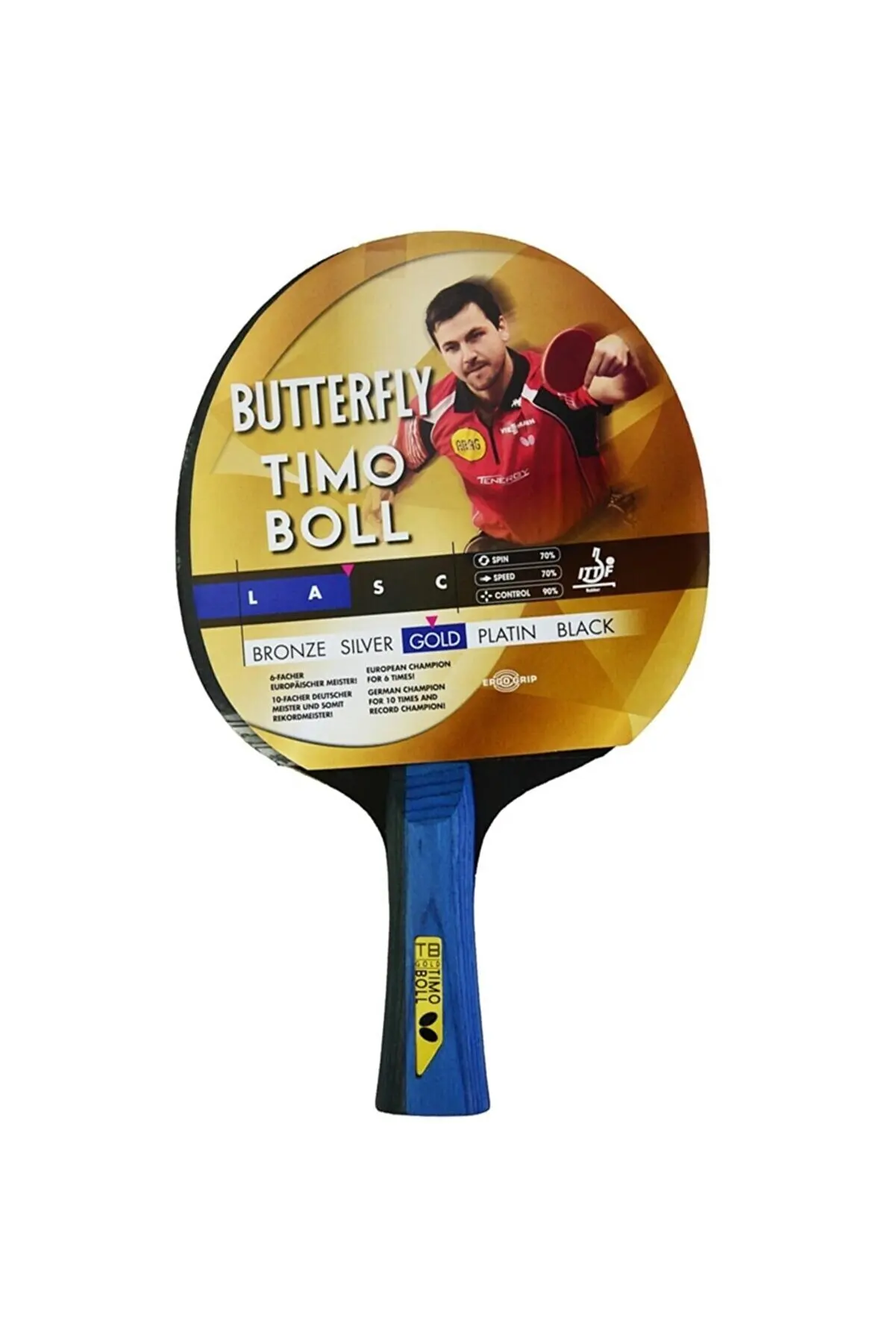 Утонченная ракетка для настольного тенниса Butterfly TIMO BOLL GOLD для технически опытных игроков ракетка для настольного тенниса butterfly timo boll gold