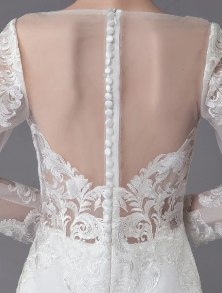 

Beach Wedding Dresses Ivory Lace V Neck Long Sleeve Mermaid Bridal Gown With Train