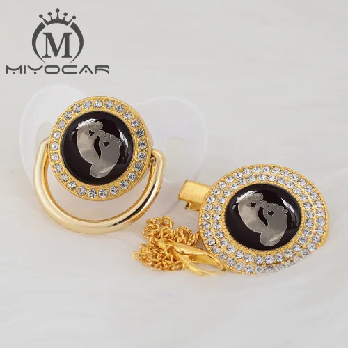 MIYOCAR/Милая Золотая и серебряная Соска-пустышка с золотым украшением для ног и пустышка с клипсой, не содержит бисфенол, пустышка, уникальный дизайн, GFT-08 - Цвет: GFT-2   0-6M