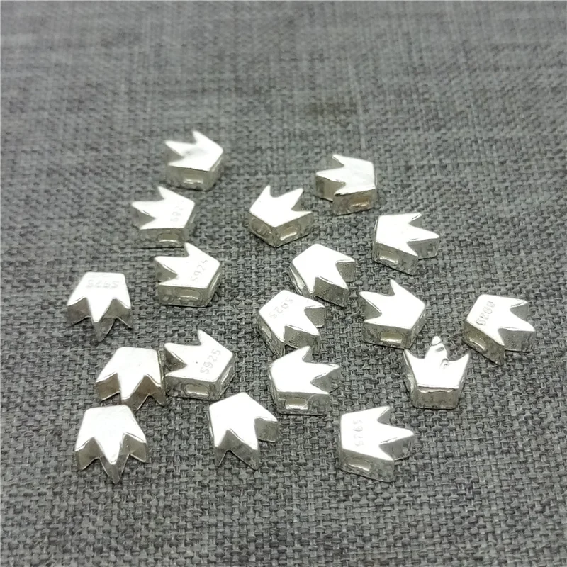 10 Pieces 925 Sterling Silver Shiny Crown Beads Spacer for Bracelet Necklace