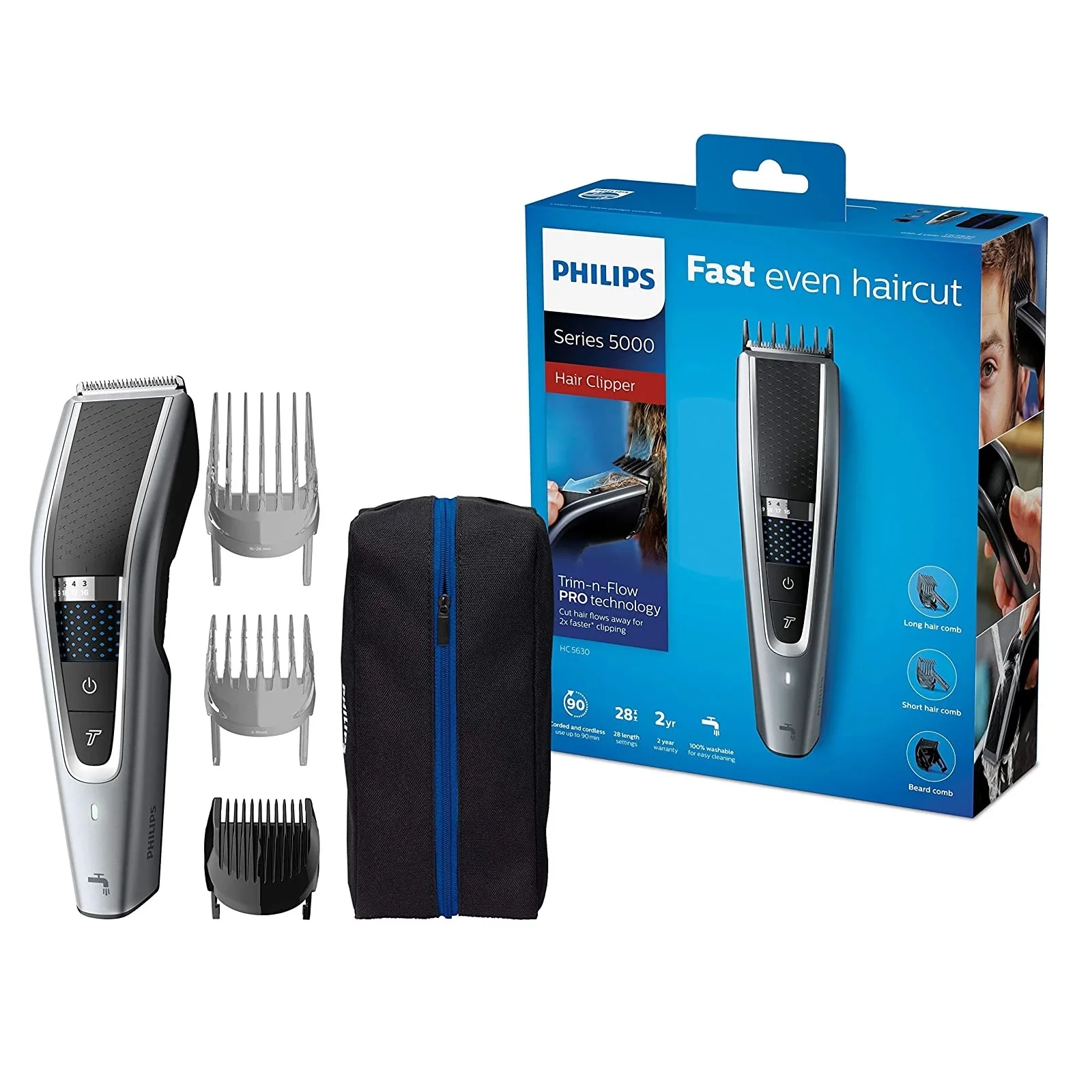 Машинка для стрижки волос PHILIPS Series 5000 аккумуляторная с лезвиями из нержавеющей