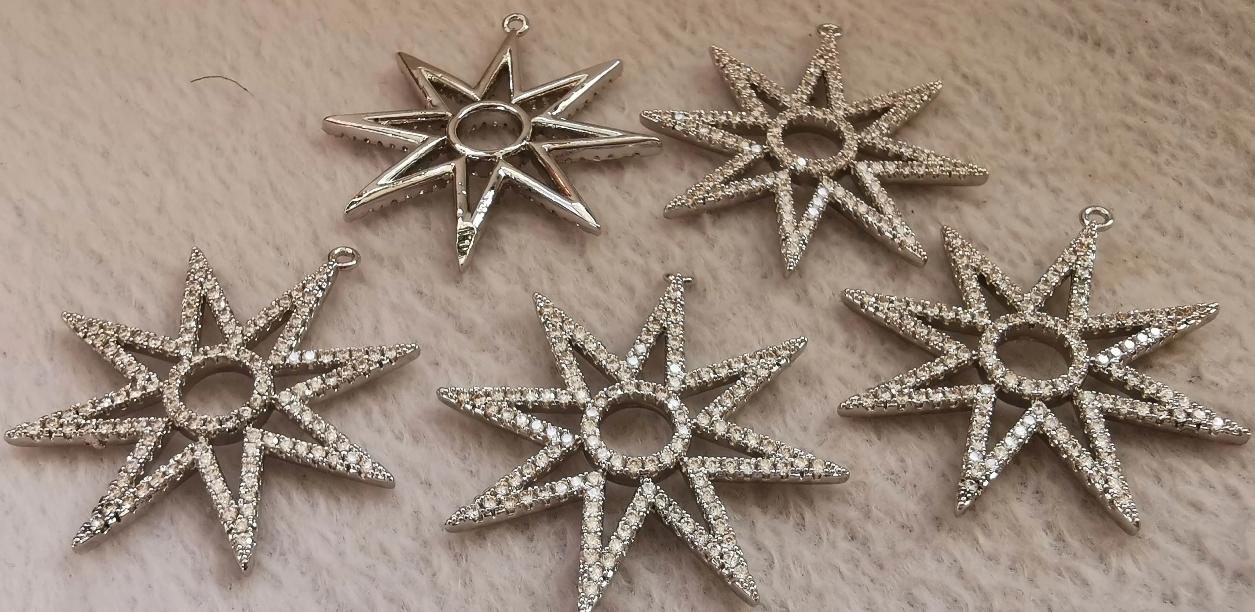

4pcs 40mm CZ Star charm/pendant/earring, rhinestone/zirconia pave charmjewelry focal , gold/rose gold/silver earrings wedding