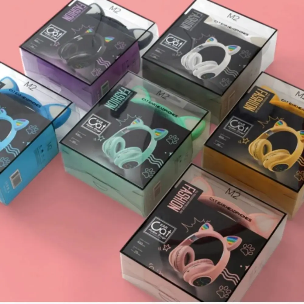 Беспроводные детские Наушники с Ушками подсветкой + поддержка MicroSD FM-Радио Cat Ear M2