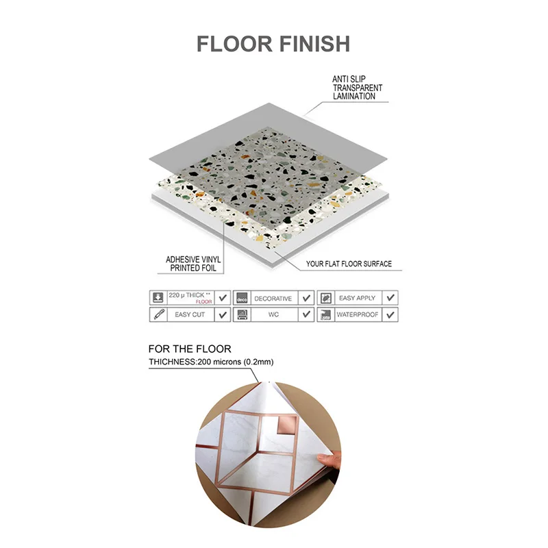 10 шт./компл. креативная Нескользящая напольная плитка из мозаики Terrazzo наклейки