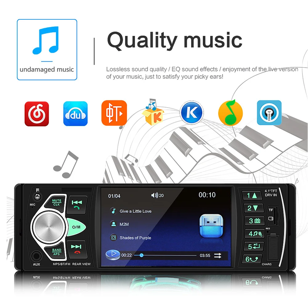 Автомобильный стерео-проигрыватель MP5 4022D 4 1 дюйма Bluetooth USB TF-карта AUX-радио в тире с