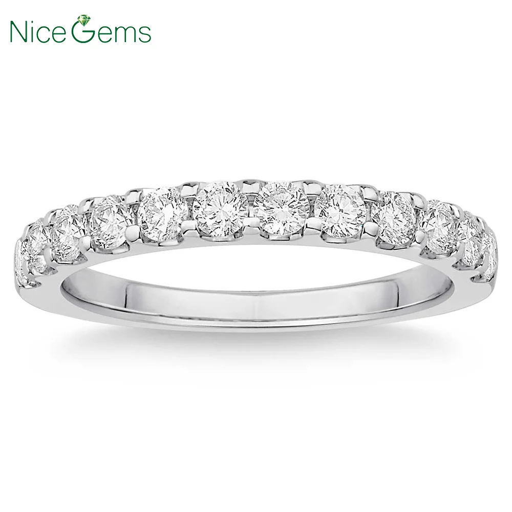 NiceGems 14 k белое золото круглая блестящая 0 63 ctw Муассанит обручальное кольцо на