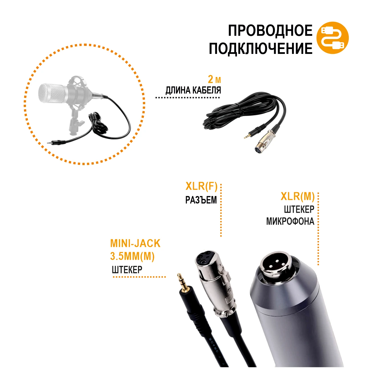 Конденсаторный микрофон E300 с кабелем XLR - jack 3.5 на настольной стойке NVP-40