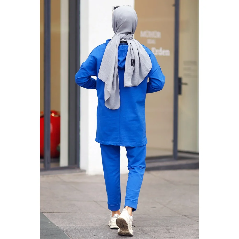 Double Cover Pocket Hooded Two Yarn Tunic Trousers Double Suit Fast Delivery abaya muslim dress women kaftan open abaya long dre