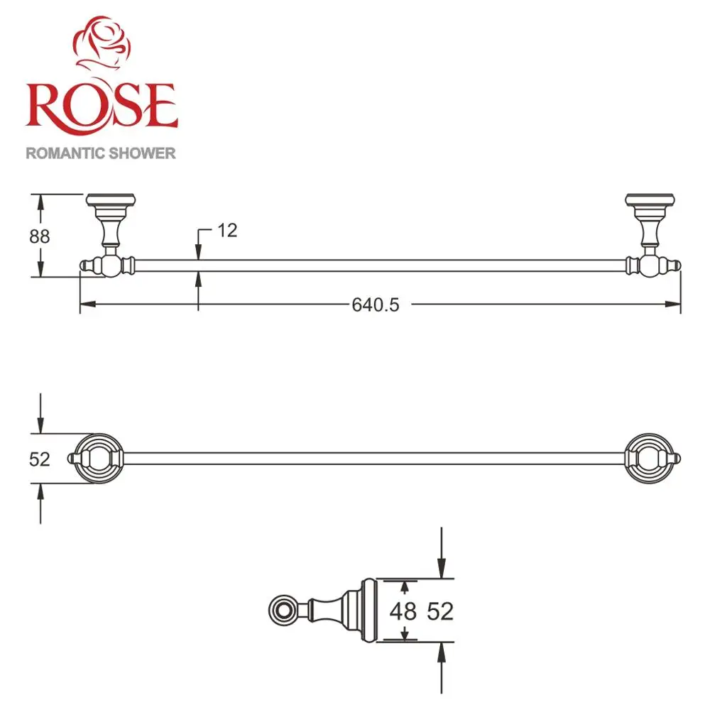ROSE Полотенцедержатель трубчатый штанга для полотенец латунный кронштейн