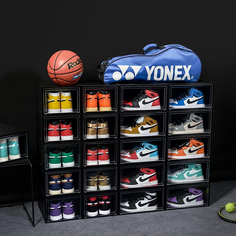 

Transparent ClearThickened Plastic Sneakers AJ Display Shoe Box High-tops Boots Organizer Shoe Box Combination Shoes Cabinet