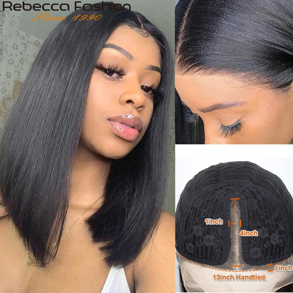 

Short Bob Straight Lace Front Wig Brazilian T Lace Part Straight Lace Front Human Hair Wigs For Women Pre-plucked With Baby Hair