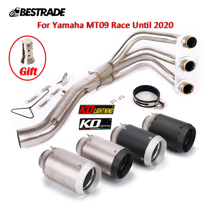 

Motorcycle Full Set System 51mm Exhaust Muffler Tubes Escape Front Mid Link Pipe With DB Killer for Yamaha MT09 Race Until 2020