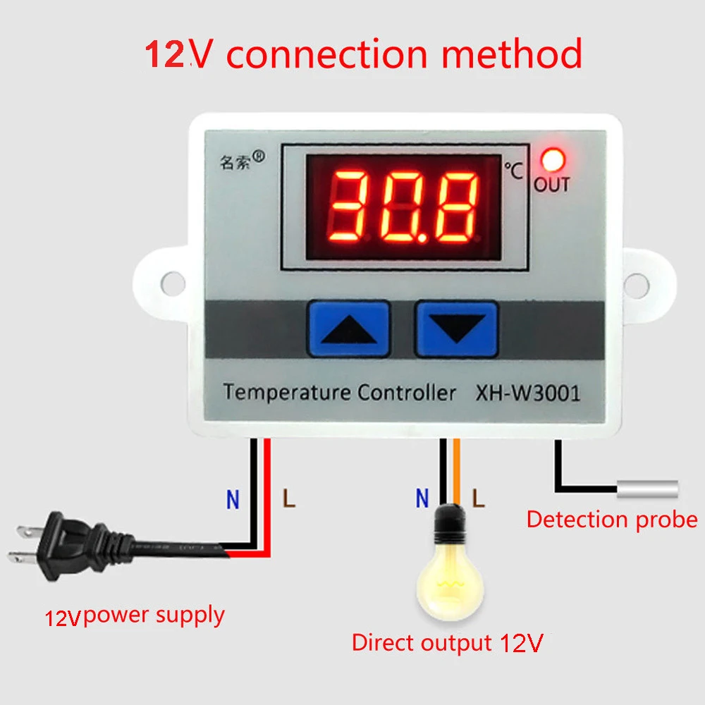 XH-W3001 W3001 Temperature Controller Digital LED Thermometer Thermo Switch Probe DC12V/AC220V | Компьютеры и офис