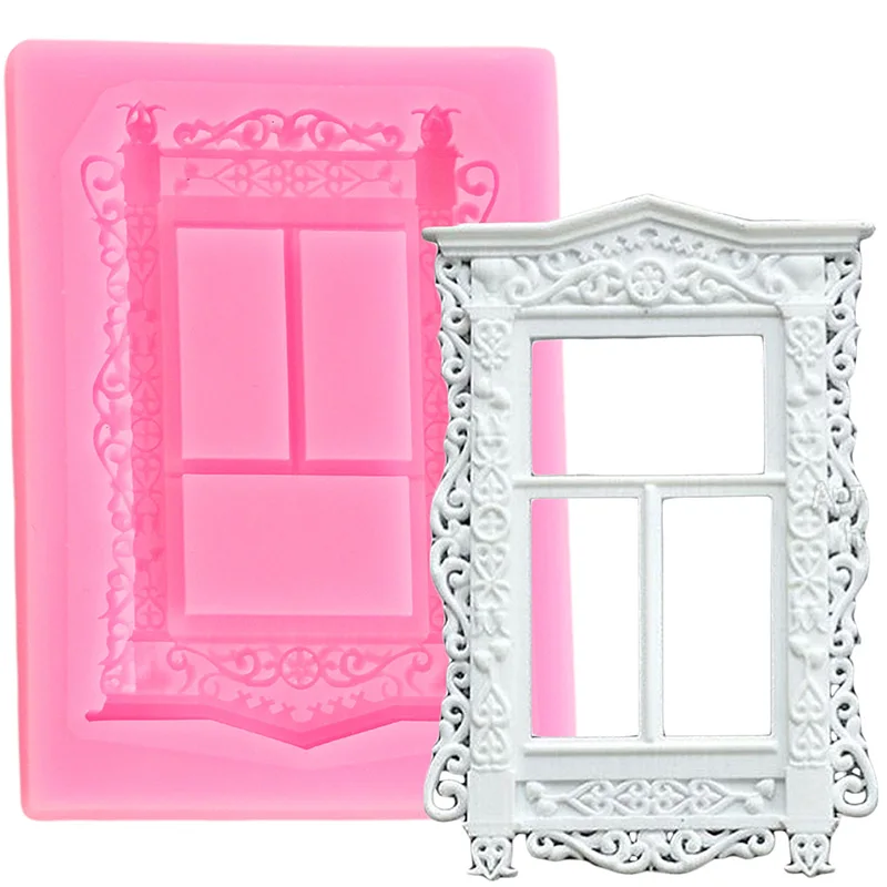 

DIY Window Silicone Mold Relief Frame Cake Border Fondant Molds Cake Decorating Tools Candy Clay Chocolate Gumpaste Moulds
