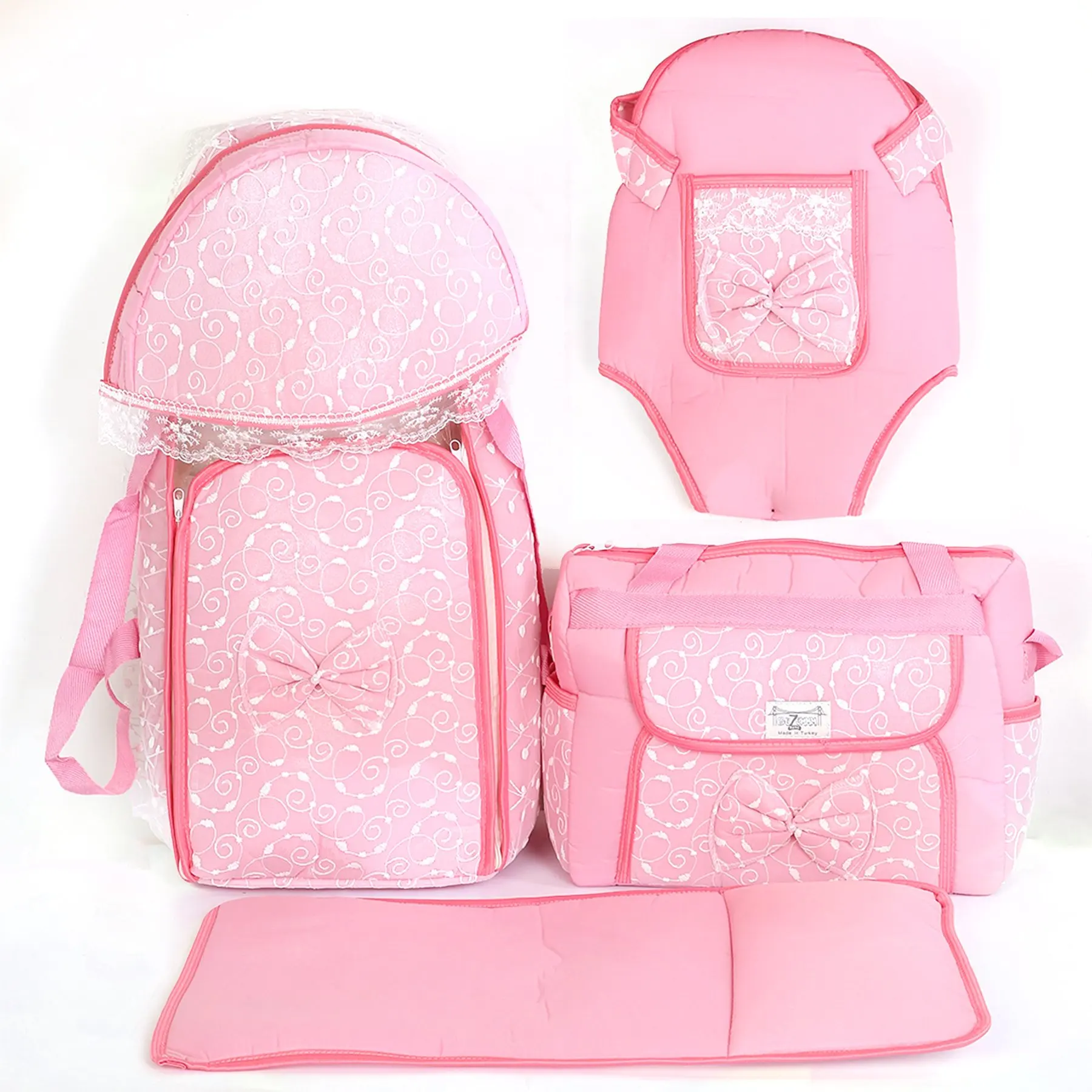 Ruched 4'lü Pink Carry Set