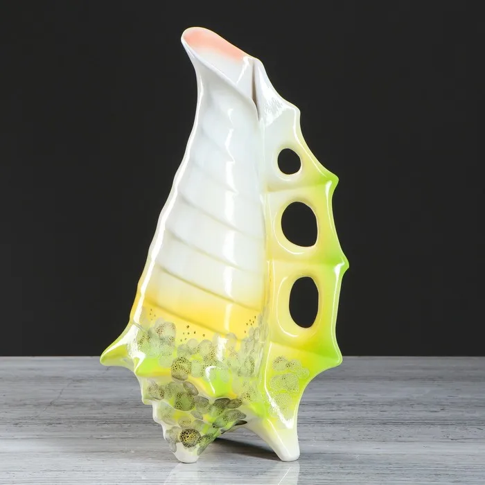 Ваза настольная Ракушка коричневая 36 см микс керамика | Дом и сад