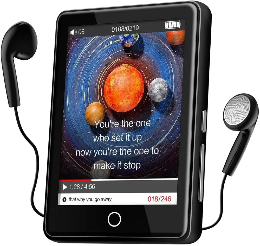 

RUIZUMP4 плеер 32 ГБ с Bluetooth 5,1 сенсорный экран 2,8 дюймов портативный MP4 плеер с динамиком, FM-радио, диктофоном