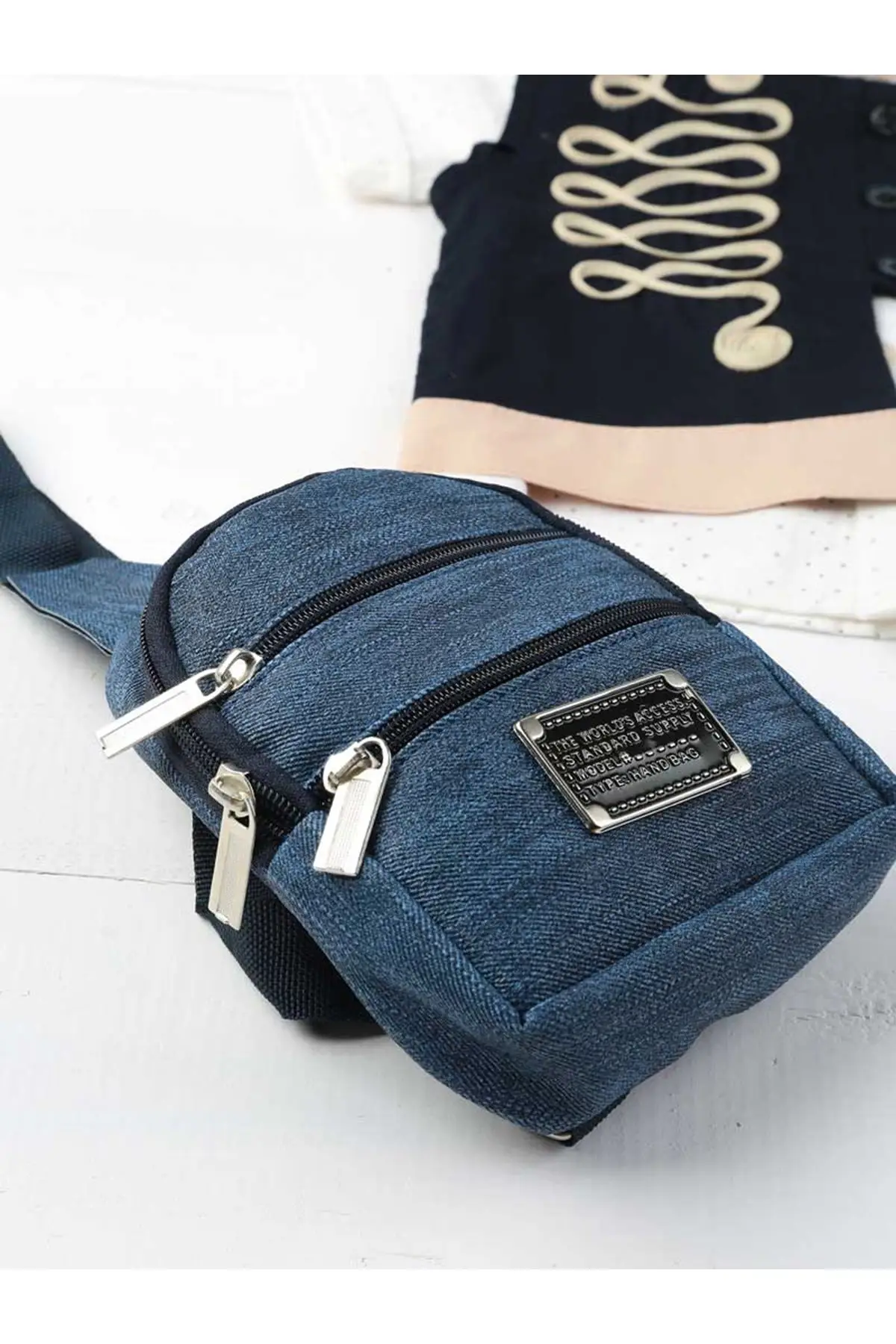 Navy blue Cream Male Child 5 li Suit |